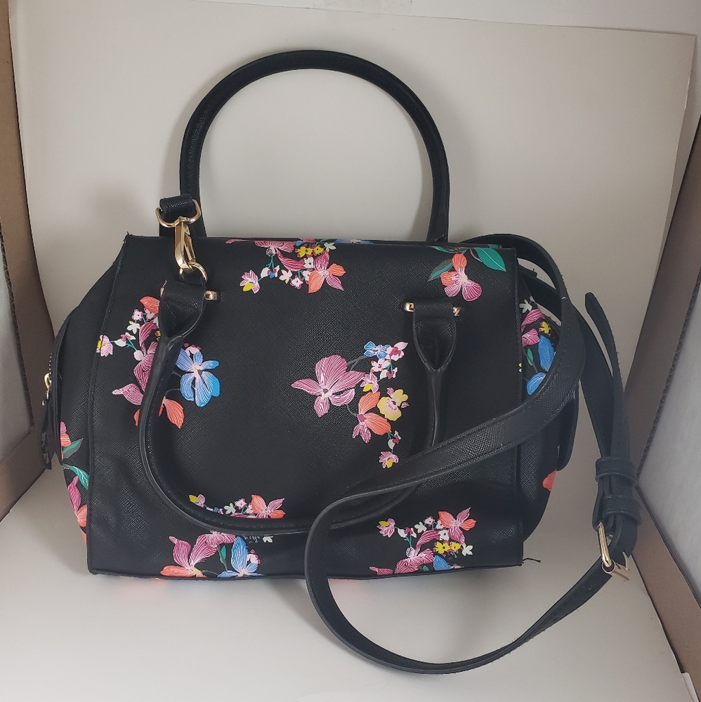 A new day black floral purse